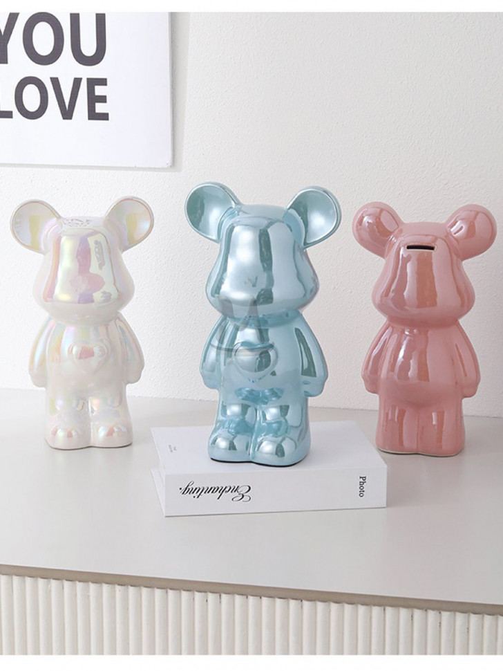 Декоративные статуэтки для интерьера и декора дома Мишка Тедди Bearbrick копилка с сердцем
