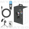 Конденсаторный проводной микрофон для ПК игровой, студийный с подсветкой и USB