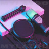 Конденсаторный проводной микрофон для ПК игровой, студийный с подсветкой и USB