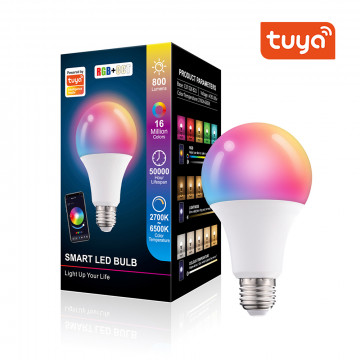 Умная светодиодная лампочка E27 RGB + CCT Bluetooth Smart Led Bulb 10W Tuya, лед многоцветная Е27, теплая, холодая лампа с Алисой, Siri, Alexa, Google