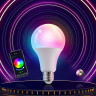 Умная светодиодная лампочка E27 RGB + CCT Bluetooth Smart Led Bulb 10W Tuya, лед многоцветная Е27, теплая, холодая лампа с Алисой, Siri, Alexa, Google