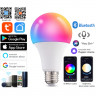 Умная светодиодная лампочка E27 RGB + CCT Bluetooth Smart Led Bulb 10W Tuya, лед многоцветная Е27, теплая, холодая лампа с Алисой, Siri, Alexa, Google