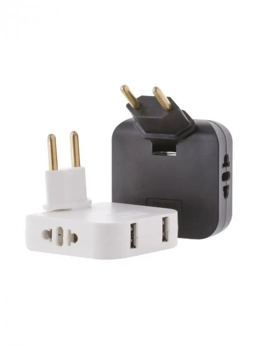 Тройник розетки плоский поворотный с USB Type-C 2500 Вт