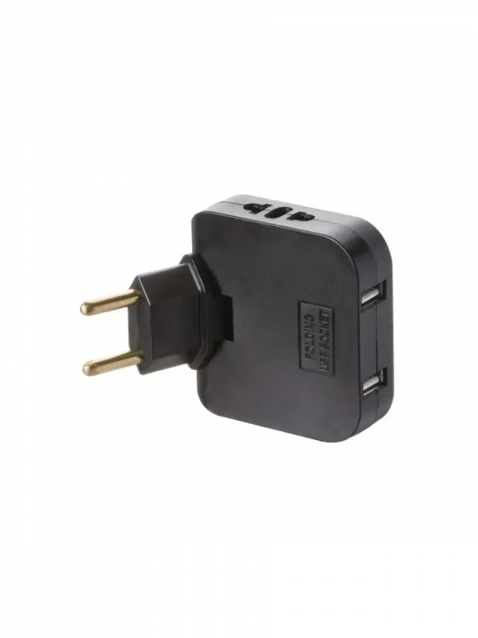 Тройник розетки плоский поворотный с USB Type-C 2500 Вт