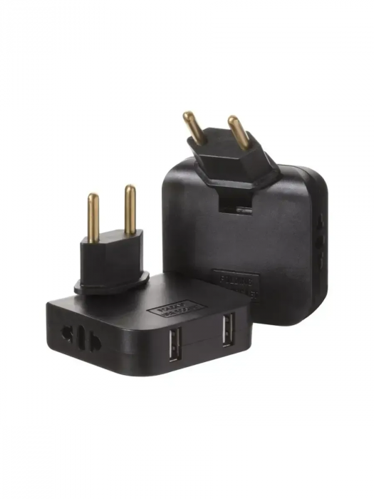 Тройник розетки плоский поворотный с USB Type-C 2500 Вт