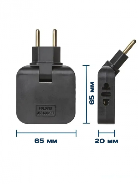 Тройник розетки плоский поворотный с USB разветвитель 4000Вт
