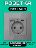Розетка встраиваемая с USB Type-c и заземлением 