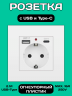 Розетка встраиваемая с USB Type-c и заземлением
