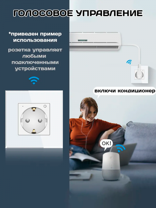 Умная розетка WiFi встраиваемая с Алисой Марусей и таймером