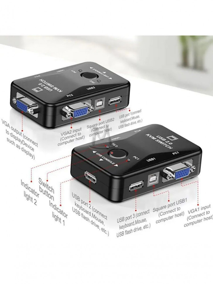 Переключатель переходник адаптер конвертер коммутатор KVM VGA USB 2 порта