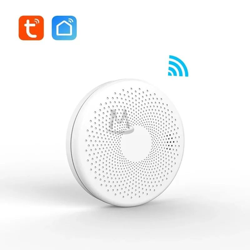 Умный беспроводной WI-FI датчик угарного газа CO и дыма, детектор тревоги задымления и утечки Tuya Smart Life с оповещением