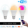 Умная светодиодная лампочка E27 RGB + CCT WiFi Smart Led Bulb 10W Tuya / Лед многоцветная Е27, теплая, холодная лампа с Алисой, Siri, Alexa, Google