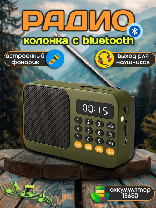 Радиоприемник цифровой мини с флешкой аккумулятором от сети