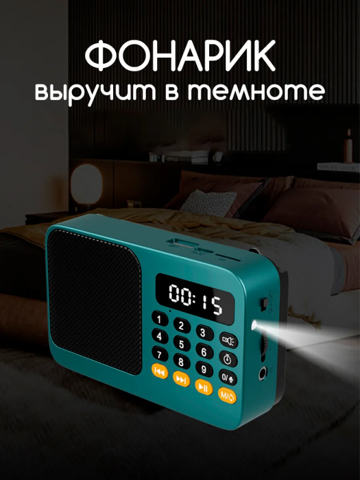 Радиоприемник цифровой мини с флешкой аккумулятором от сети