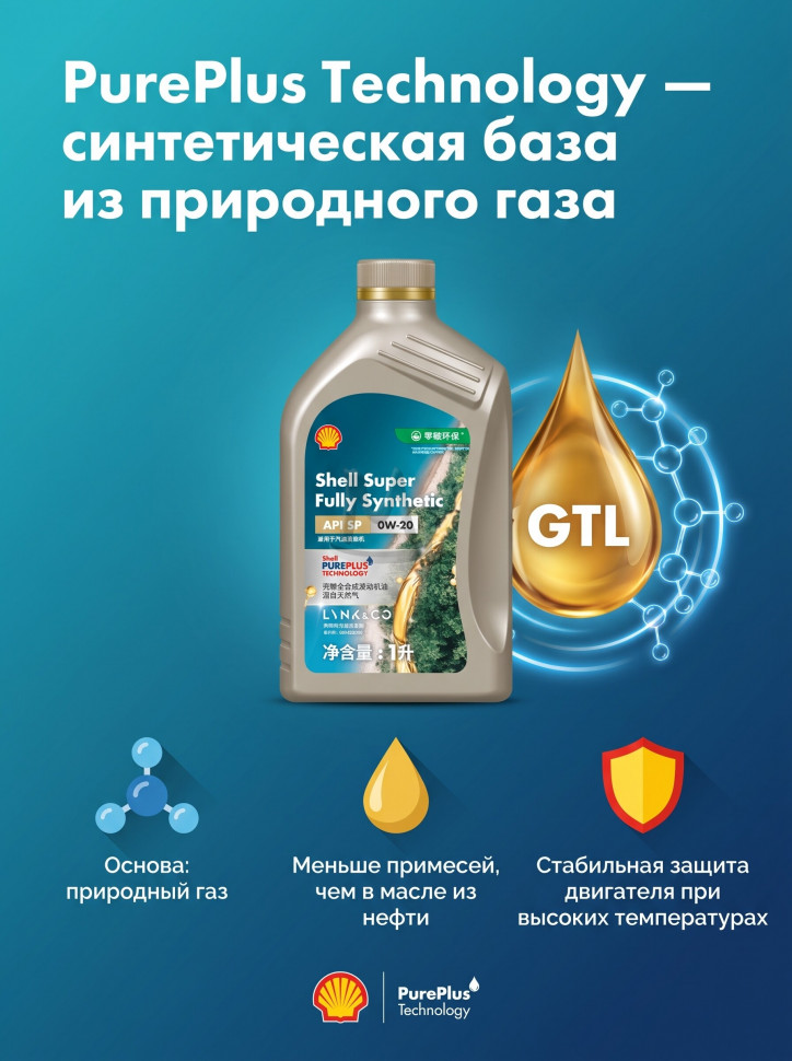 Моторное масло Shell 0W-20 1л синтетическое