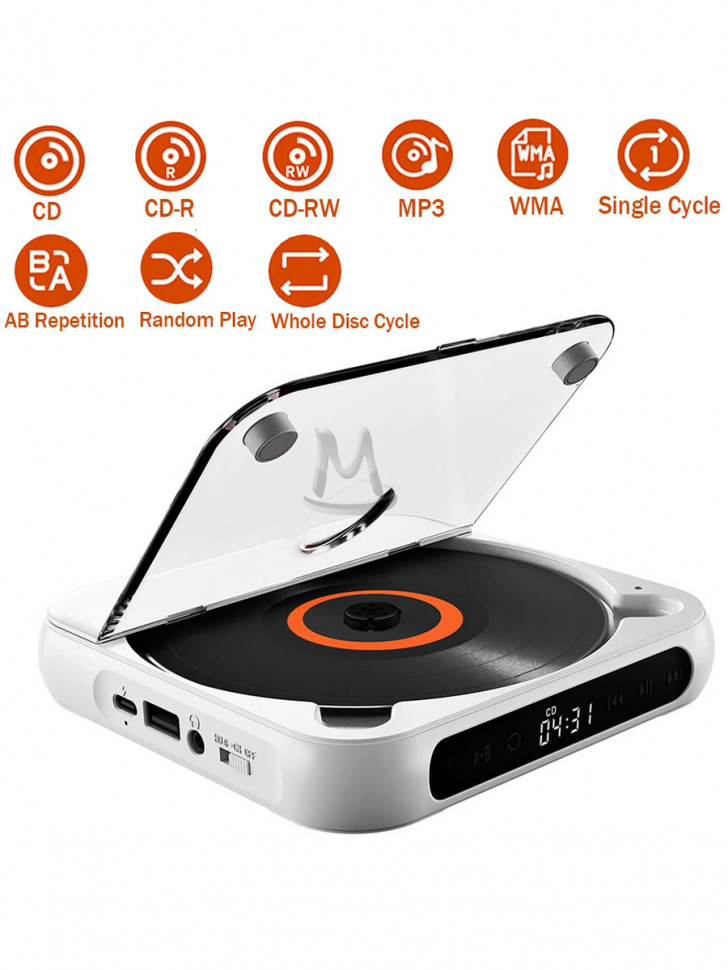 CD MP3 плеер для дисков музыки с bluetooth и наушниками