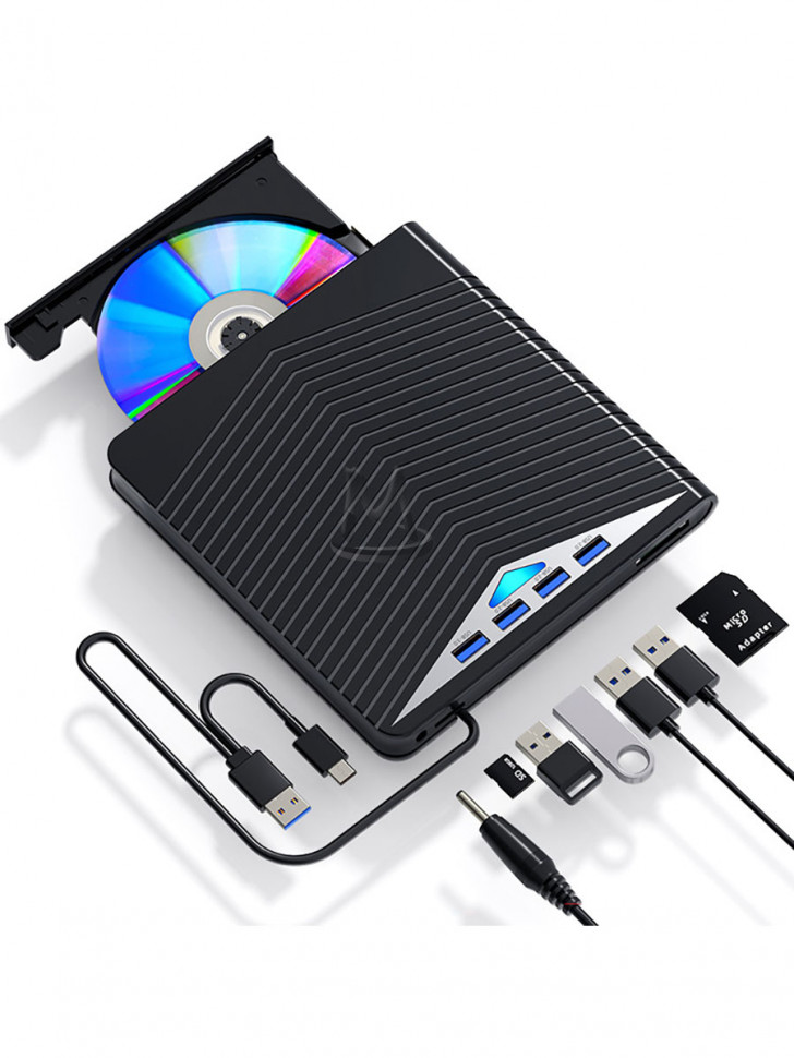 Внешний дисковод CD DVD оптический привод USB Хаб 7в1